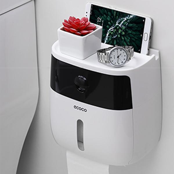 

Водонепроникний креативний тримач для туалетного паперу Настінне кріплення Багатофункціональний лоток для туалетного паперу Двошаровий портативний ящик для зберігання серветок Аксесуари для ванної кімнати чорний