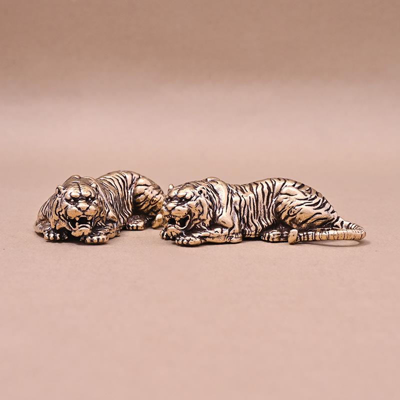 Brass Zodiac Tiger Office Desk Ornament Statue Furniture Tea Pet Decoration Retro Desktop Office Decor