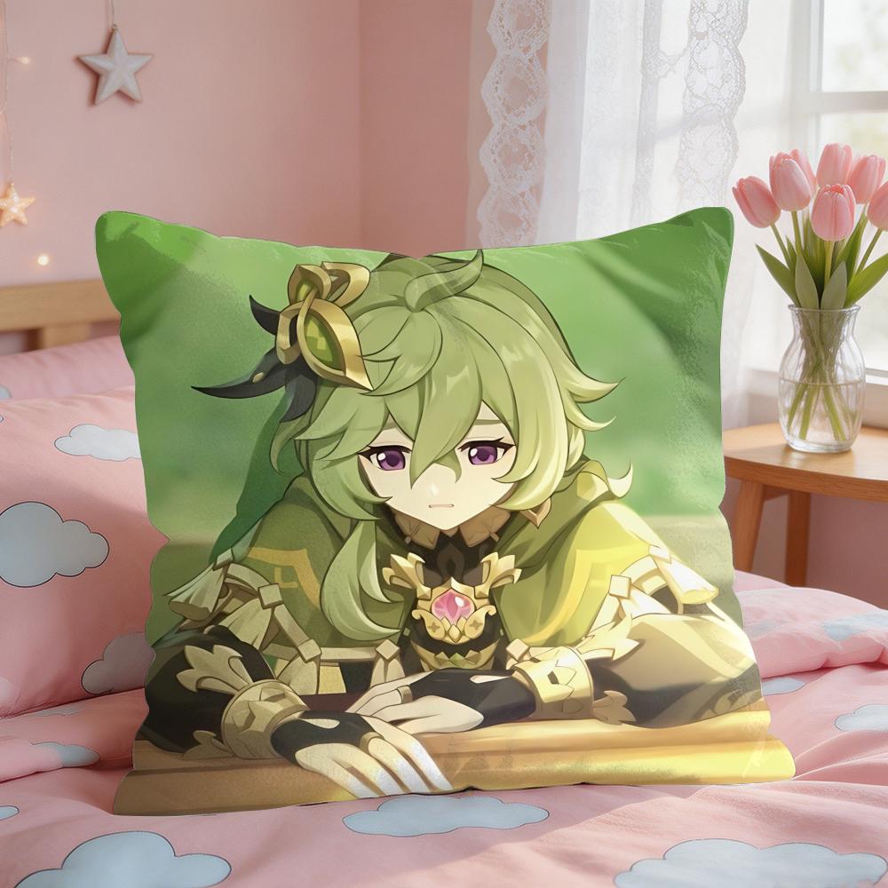 Collei Genshin Impact Cushion Cover Square Short Plush Pillow Case Living Room Sofa Home Decor Funda X