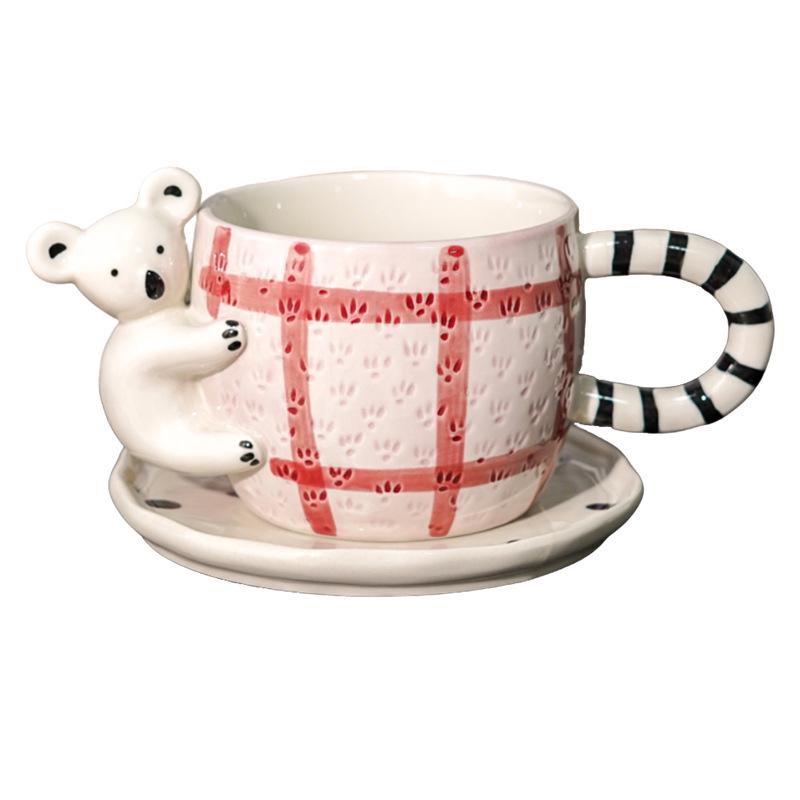 3D Koala Ceramic Coffee Mug with Handle: Hand-Painted, Beautiful Design for Couples