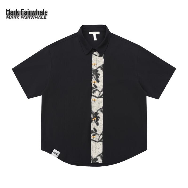 MARK FAIRWHALE Men s New Chinese Style Ink Splice Short Sleeve Shirt 3XL