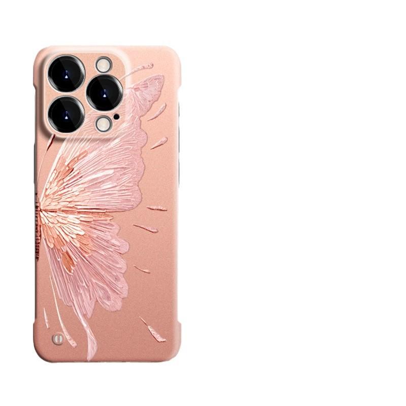The Pink Butterfly Stand Is Suitable for Apple 16PRO Phone Cases. 15 Ultra-thin Borderless 14 Advanced Drop Resistance 13/12 Women