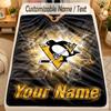 Flannel BlanketPittsburgh Penguins Custom Name Text Personalized Soft Warm Throw Blanket Home Decor Gift