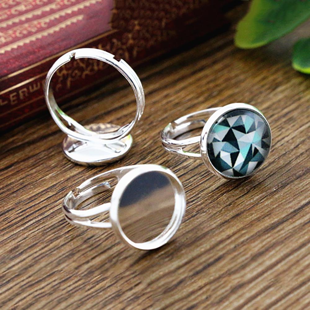 8-20mm 10pcs High Quality IRON Adjustable Ring Settings Blank/Base,Fit 8-20mm Glass Cabochons,Buttons;Ring Bezels
