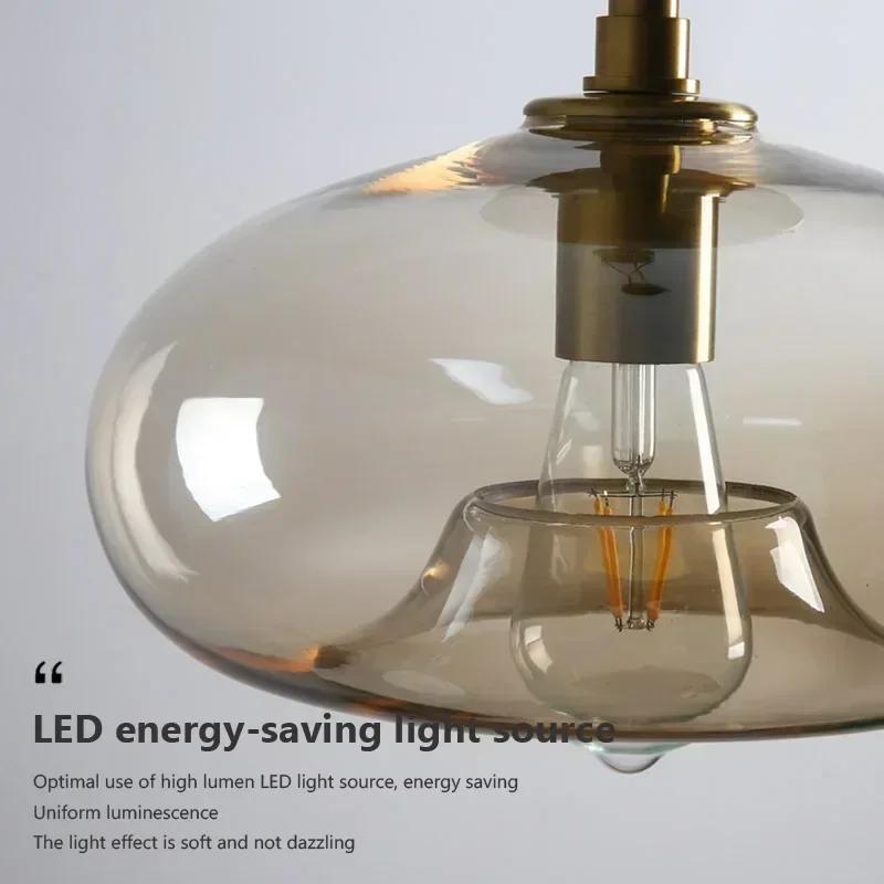 Luminária pendente nórdica LED de vidro de alta qualidade Cabeça dourada Vários formatos de vidroQuarto Sala de estar Restaurante Corredor