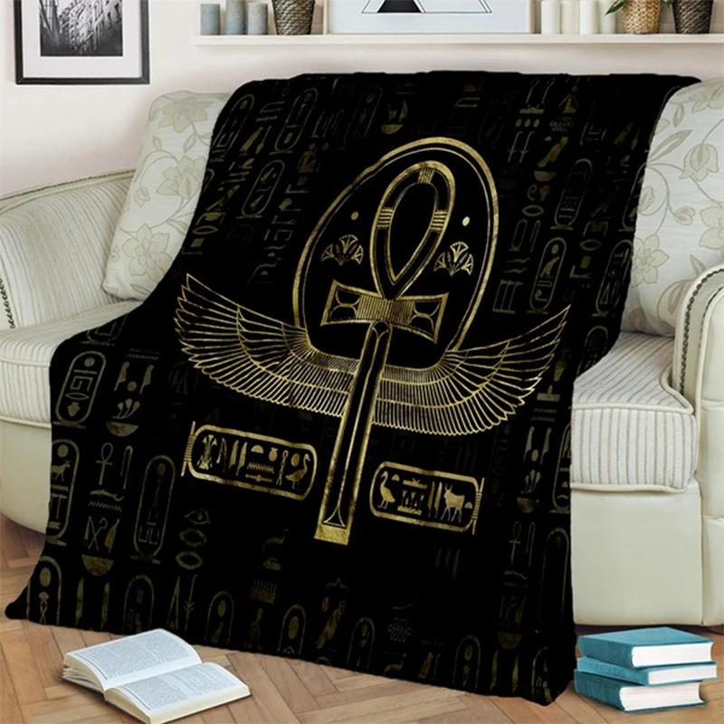 Ancient Egypt Symbol of Flannel Blanket Sofa Bed Warm Throw Blanket Travel Office Blanket Novelty Birthday Gift for Teens Adults