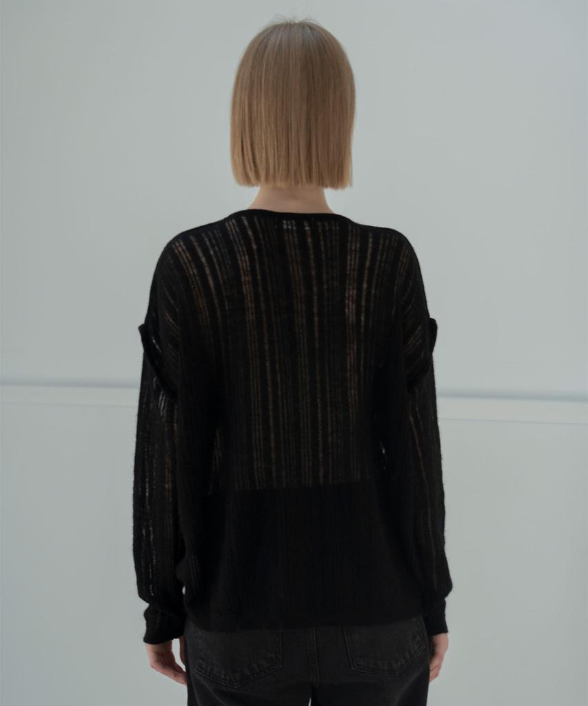 Mosyupamosyu Mohair See-Through Knit [Black]