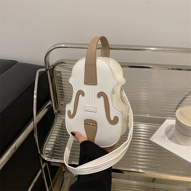 Faux Leather Violin Crossbody Bag, Sling Shoulder Purse for Women, Trendy Fiddle Shaped Handbag