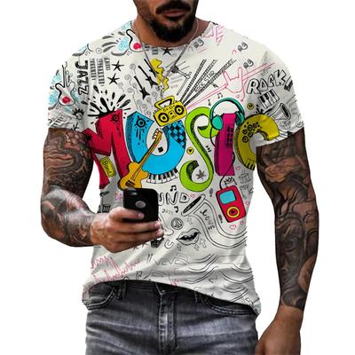 Summer Short Sleeved 3D Graffiti Digital Printed Men's and Women's Casual Daily Round Neck T-shirt