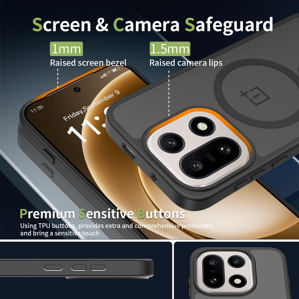 Ultra-Thin Wireless Charging Case for OnePlus 15 5G - TPU/PC Silky Smooth Touch Shockproof Cover for MagSafe Shell