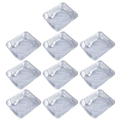 Pack of 10 Aluminum Foils Tray Disposables Takeaway Container Convenient Food Storage Box Practical Bakings Pans