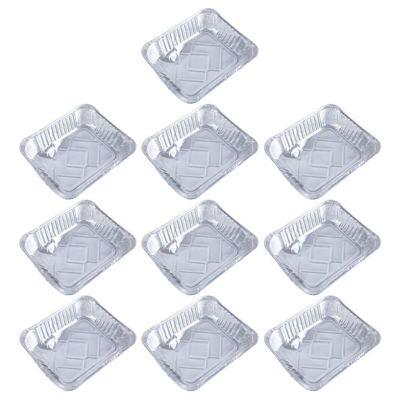 Pack of 10 Aluminum Foils Tray Disposables Takeaway Container Convenient Food Storage Box Practical Bakings Pans 1 1200₽