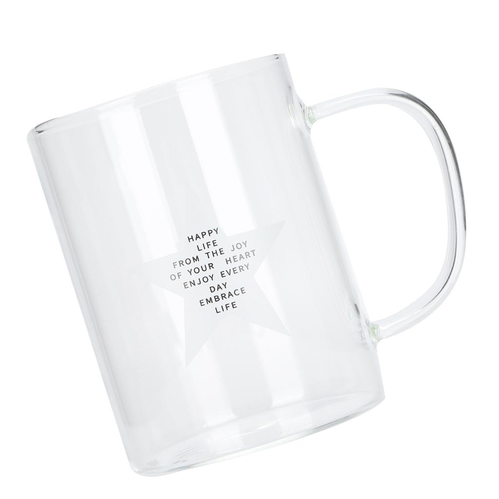 350ml Transparent Milk Cup Coffee Mug Tea Glass Drinkware with Handle for Kitchen Supplies(Five Pointed Star )