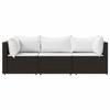 VidaXL Garden Lounge Set 3 Pcs with Brown Wicker Cushions, Outdoor Lounge Set, Furniture Set 319750