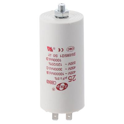 CBB60 Run Capacitor 25uF 450V AC Double Insert 50/60Hz Cylinder 73x44mm White for Air Compressor Water Pump Motor