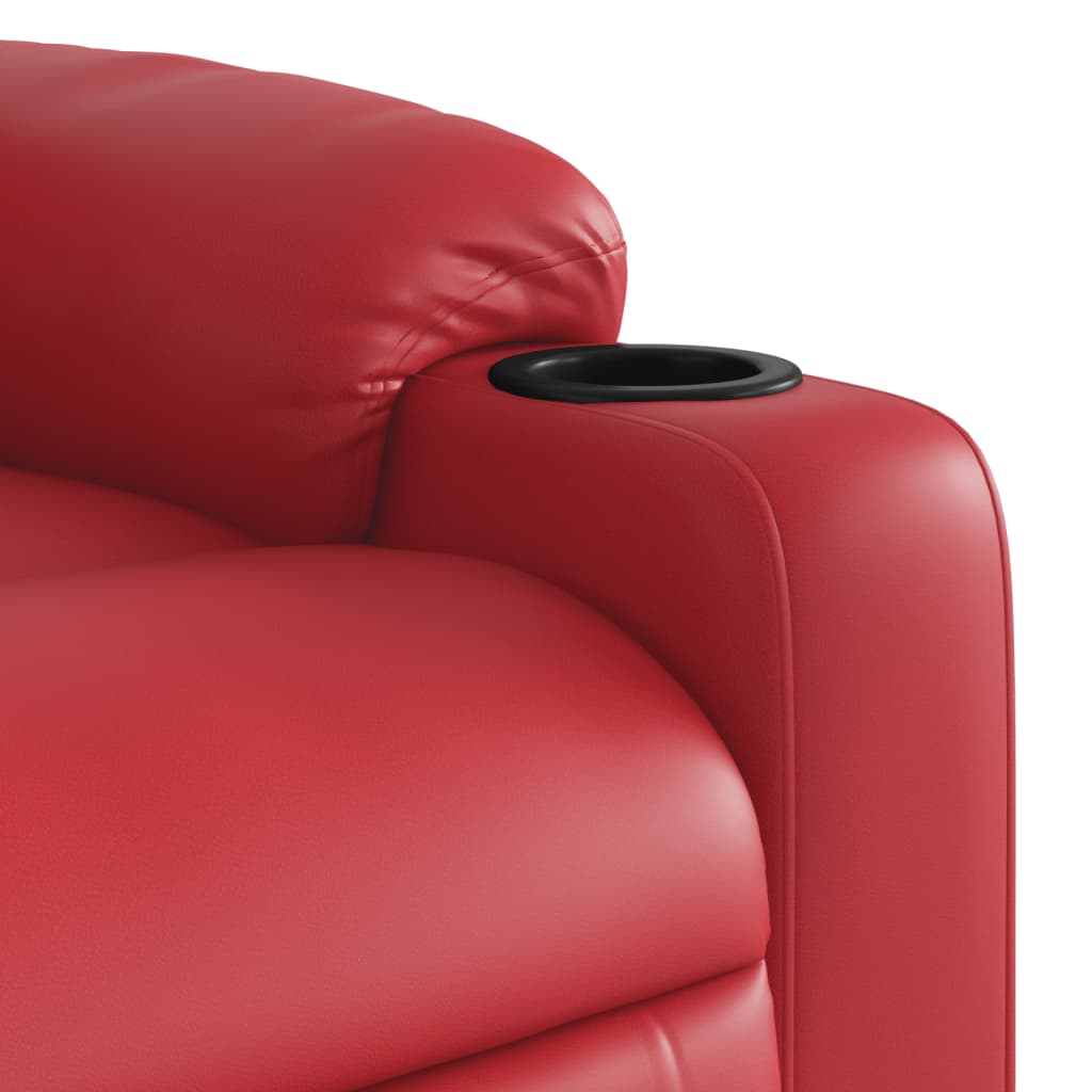 Recliner Chair with Lift Assist Red Artificial Leather