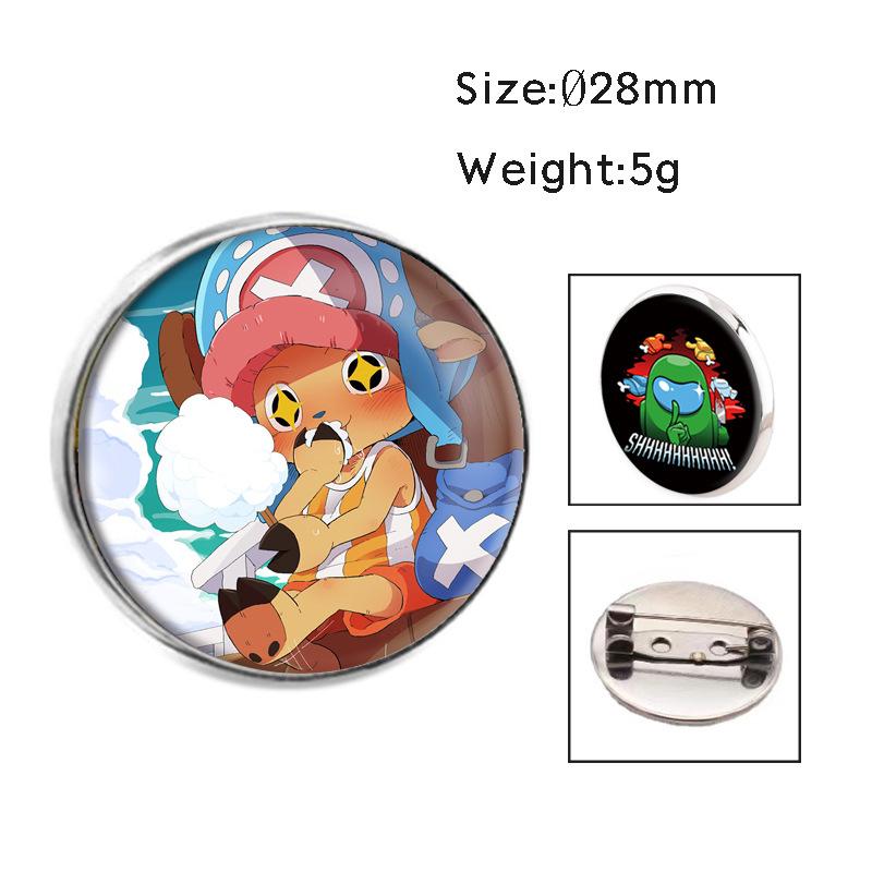 

One Piece Badge Anime Crystal Gem Brooch Pirate King Accessory Pendant Jewelry Pin Anime Merchandise Crystal Stone 28mm