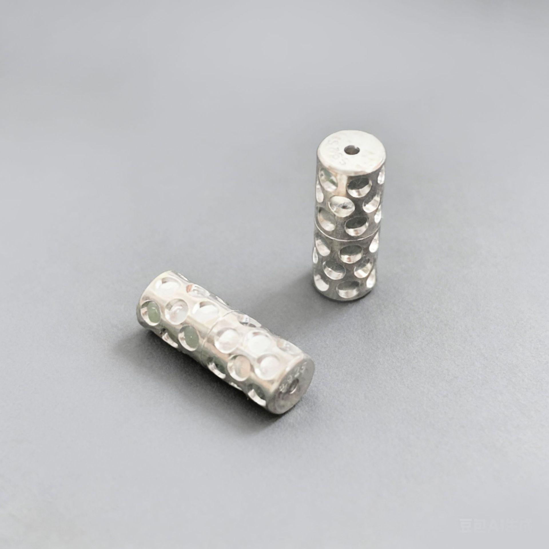 S925 Sterling Silver DIY Screw Clasp: Handmade Hollow Round Dot Cylinder Bead Accessories