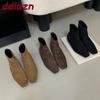 Fashion Female Square Toe Footwear Ankle Boots Flats Shoes For Ladies Zippers Fashion Flock Women Flats Short Boots Shoes