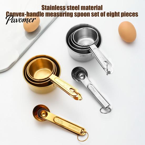 Stainless Steel Measuring Spoons Cup And Spoon Set, Ergonomic Round Design Precision for Recipes Kitchen Tools, Durable Easy Cleaning Measurement
