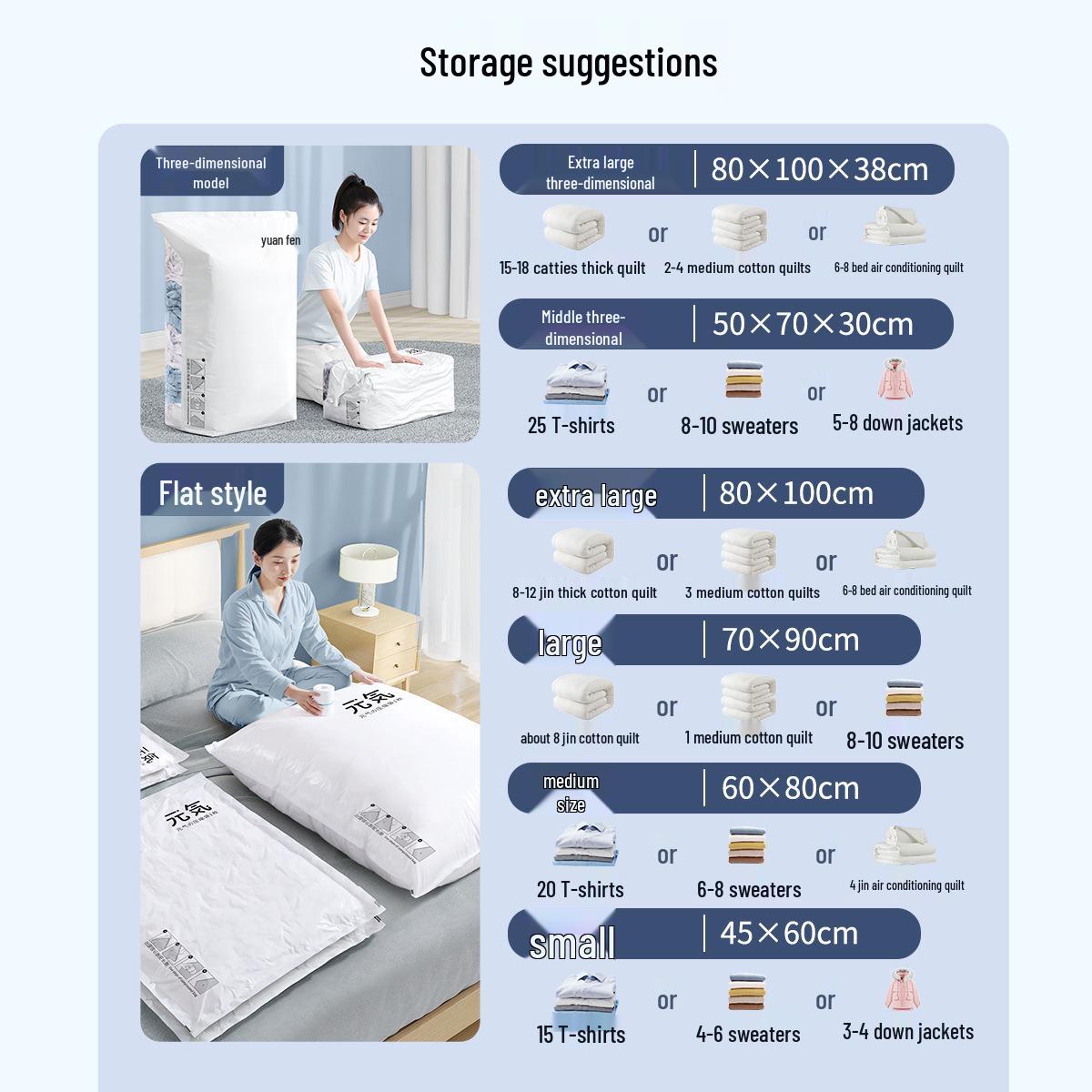 Vacuum Storage Bag with Electric Pump for Quilts, Clothes, and Down Jackets S 50*70cm, 2 Pack (No Pump)