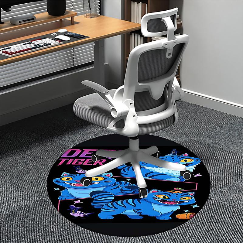 

Derpy Tiger,Blue Tiger Print Chair mat Round Rug Office carpet, Non slip, Suitable for Living Rooms, Bedrooms Decor 1205682a 80cm by 80cm