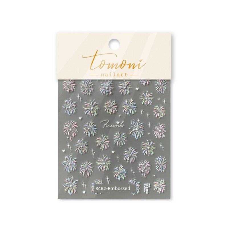 

Tomoni Embossed Shell Gilding Silver Nail Sticker Relief fireworks 3462