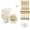 Elegant Gold Polka Dot Stamping Happy Birthday Party Decor Supplies Disposable Tableware Set