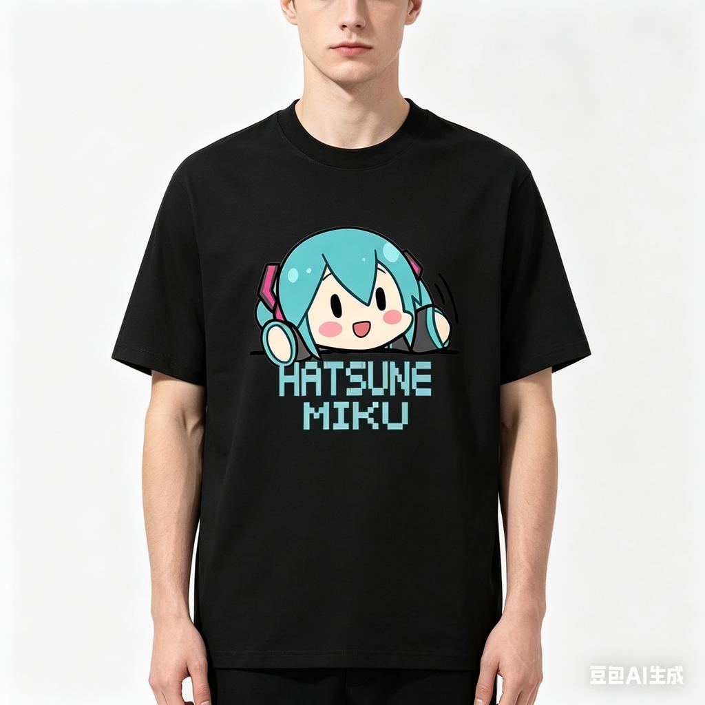 New Hatsune Miku Cartoon Printed Cotton Tshirt Summer Casual Top Daily Comfort Breathable Fashion Tshirt Style