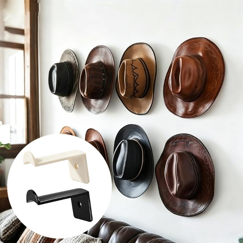 Wall-Mounted Hat Hanger Set with 16 ABS Holders and L-Profile Design for Cap Storage In Closets, Entryways and Bedrooms