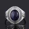 CopperRing Big Oval 8*10MM Natural Moonstone Turquoise Lapis Tiger Eye Rings for Women Gifts Fine Jewelry