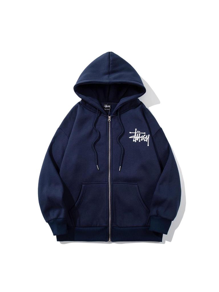 STU Plus Zamatová Unisex Bunda s Kapucňou na Zips - Teplé, Trendy Jesenné/Zimné Oblečenie pre Študentov.