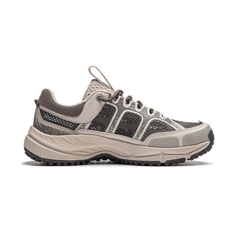 LiNing Yijie Lite Outdoor Shock Absorbing Durable Low Top Hiking Shoes Women Hiking Shoes Gray AHTU004-2