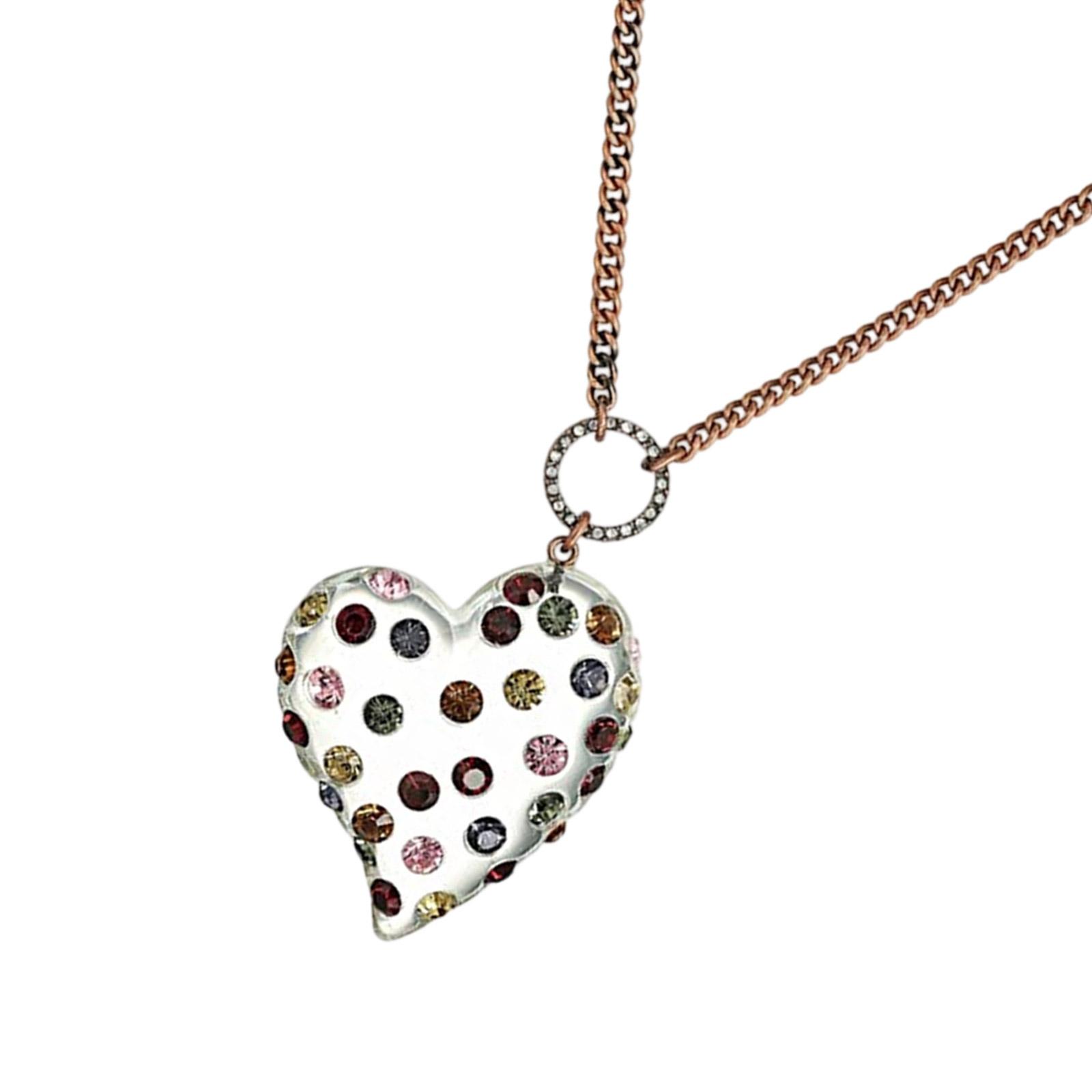 

Бриллиантовое колье в форме сердца в винтажном стиле, длинная цепочка, украшенная разноцветными драгоценными камнями, бижутерия из сплава, подарок для женщин