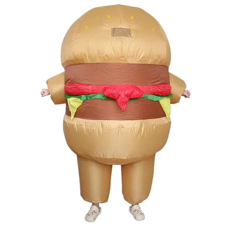 Lustiges und skurriles aufblasbares Kostüm Lustiges Soda-Getränkebecher-Hamburger-Pommes-Outfit für Halloween-Partys
