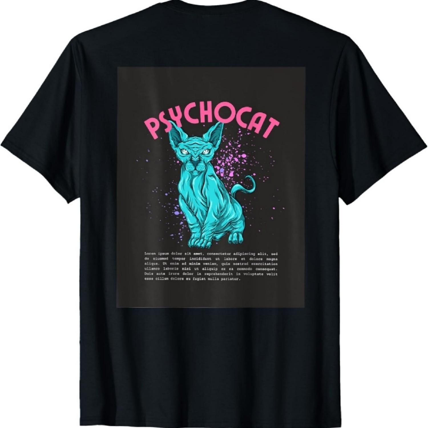Psycho cat T-Shirt XXXXXL чёрный
