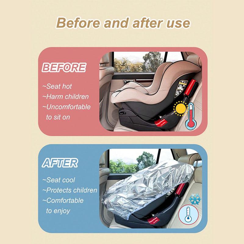 Car Seat Sunshade:PET Aluminized Film Heat/UV Protection Dust/Water Resistant Washable Elastic Edges Fits Seats&Steering Wheels