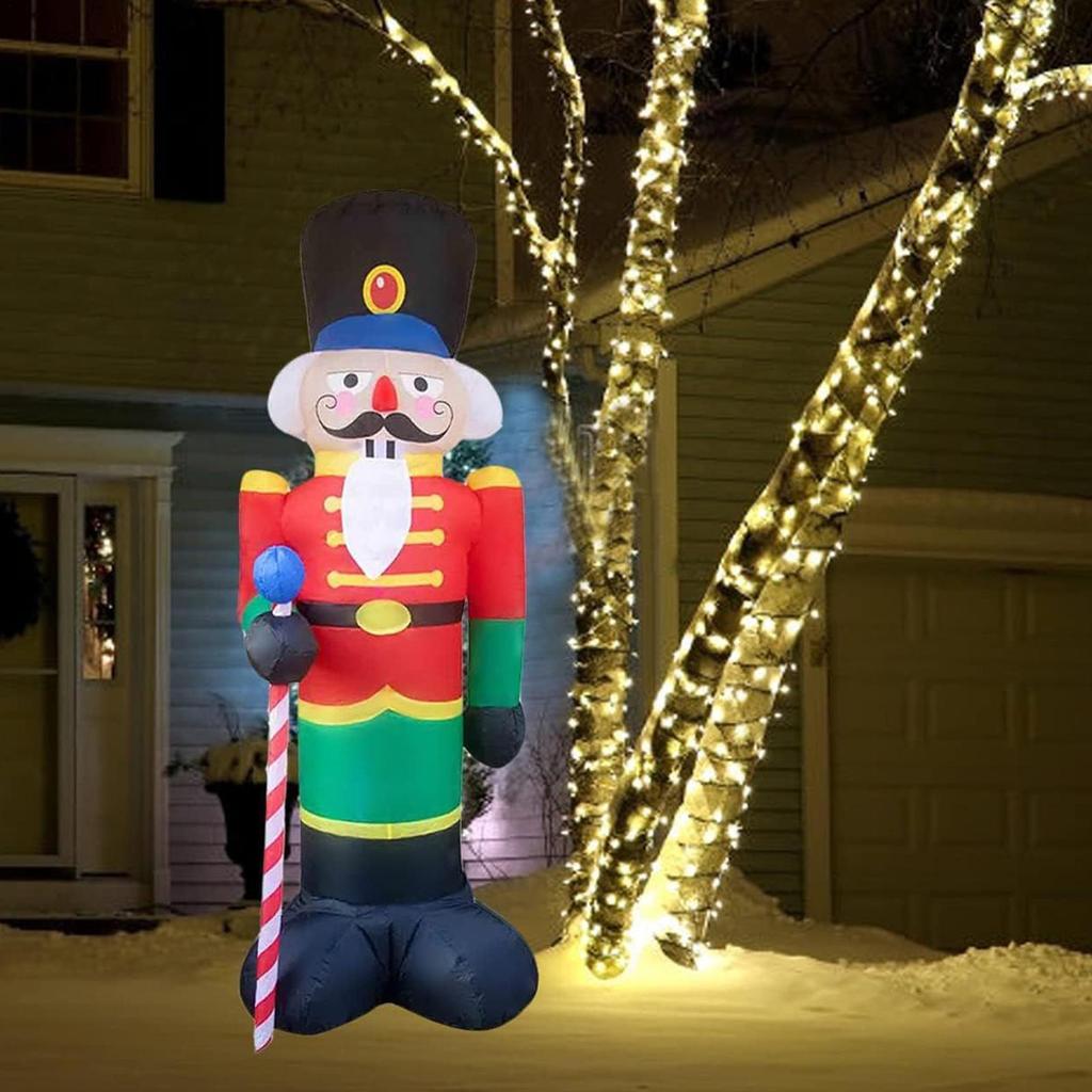 Nutcracker Inflatable Outdoor 8ft Waterproof LED Lights Decor Christmas Yard Inflatables For Family Friends Indoor Party Holiday