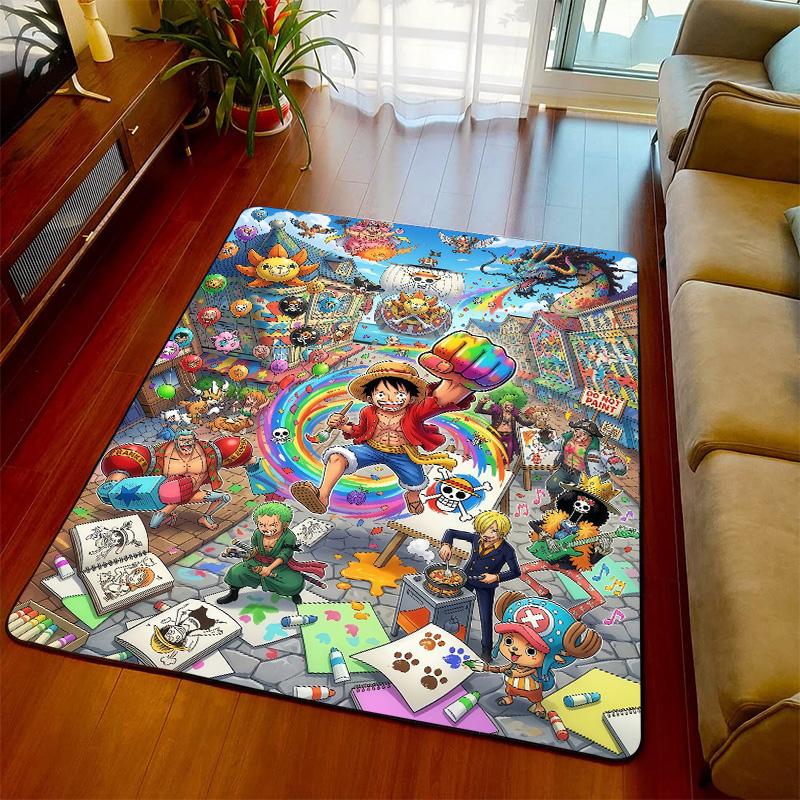 One Piece Decorative Carpet Rug Anime Floor Mat Soft Feel Non Slip Base for Bedroom Living Room -QJY 60x90cm
