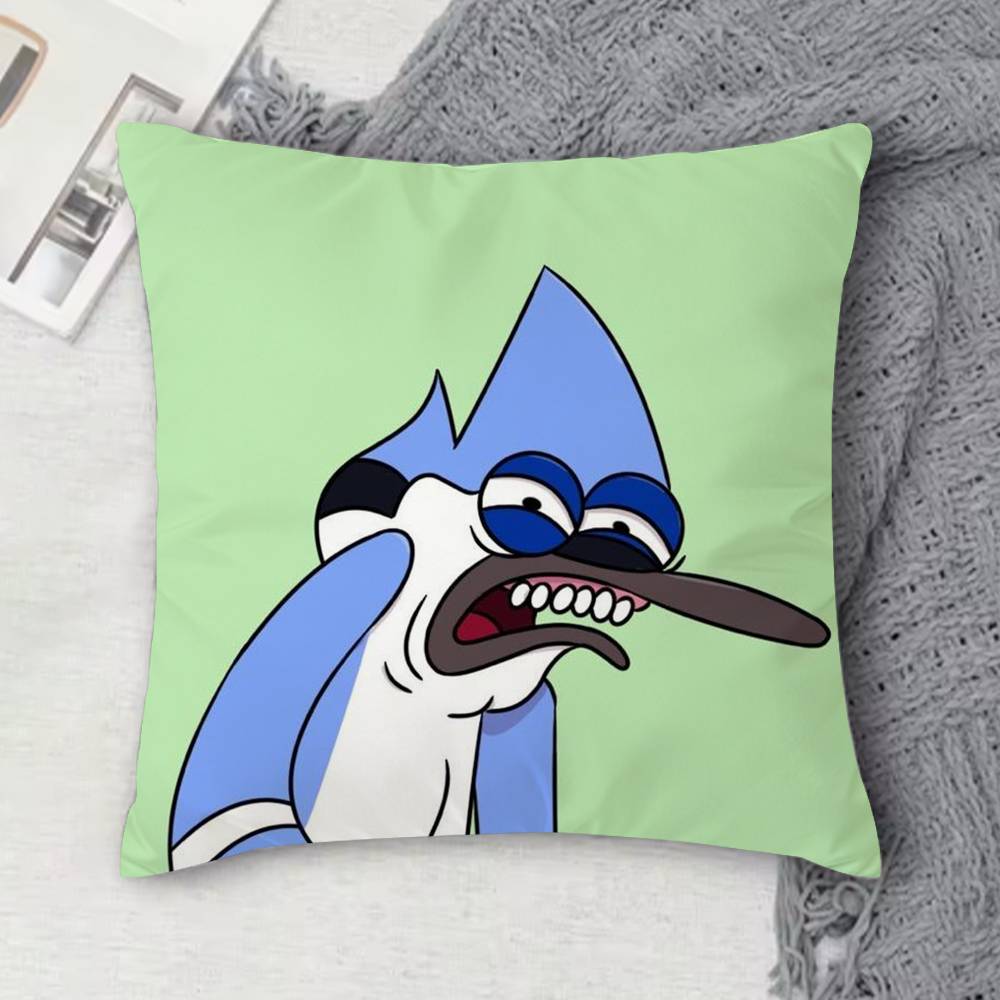 RRegular Show Doublesided Printed Square Decorative Cushion Cover for Sofa Living Room Home Decor