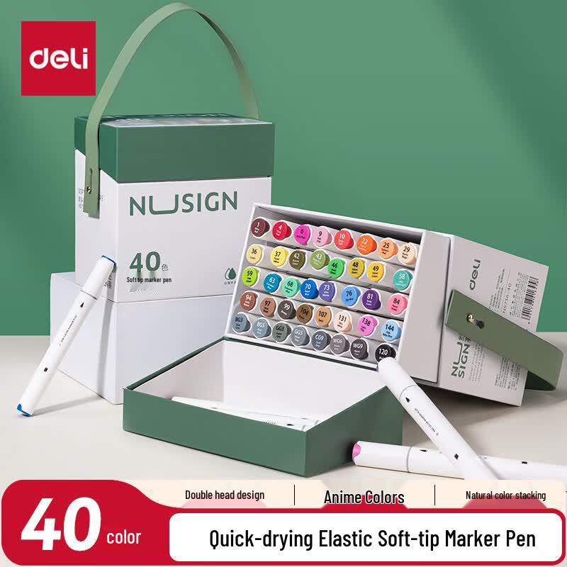 Deli Dual Tip Soft Head Marker Pen Set