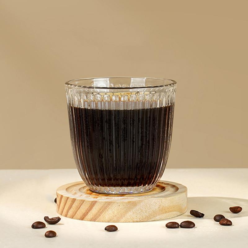 250ml/360ml Cold Brew Coffee Cup Transparent Vintage Striped Glass Cup American Iced Coffee Cup Cafe Latte Mocha Cappuccino Mugs