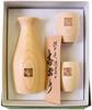 Kiso Kogei Sake Bottle, Made In Japan, Wooden Hinoki Cypress Round Sake Cup Set of 3