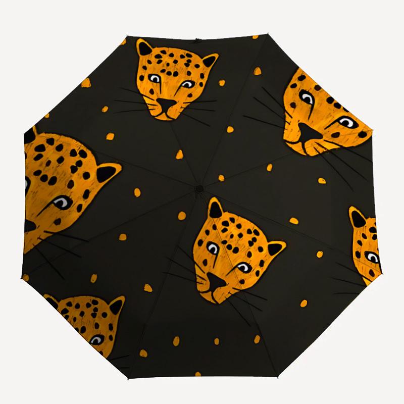 

1pc Leopard Spots Automatic Open/close, All-Season Portable Folding Umbrella, Travel, Everyday, Formal Events - Compact Luxury Parasol, Outdoor Access