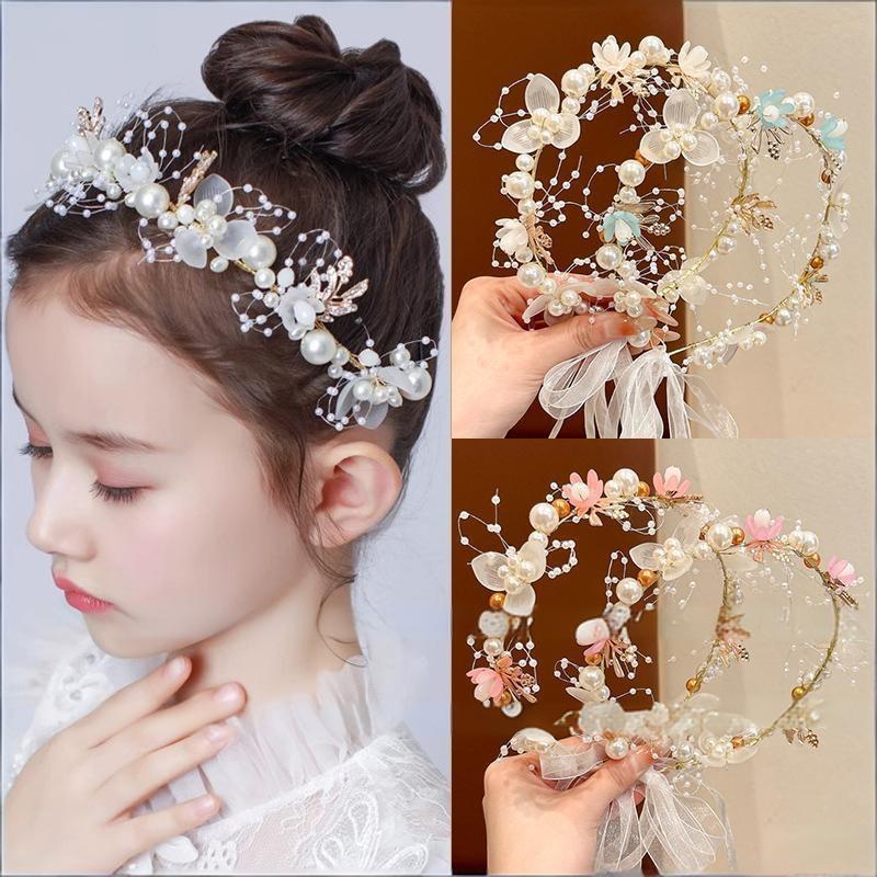 Kids Floral Headpiece Handmade Dried Flower Crown Non-irritating Hair Wreath for Wedding Pageant Outdoor Picnic Gift