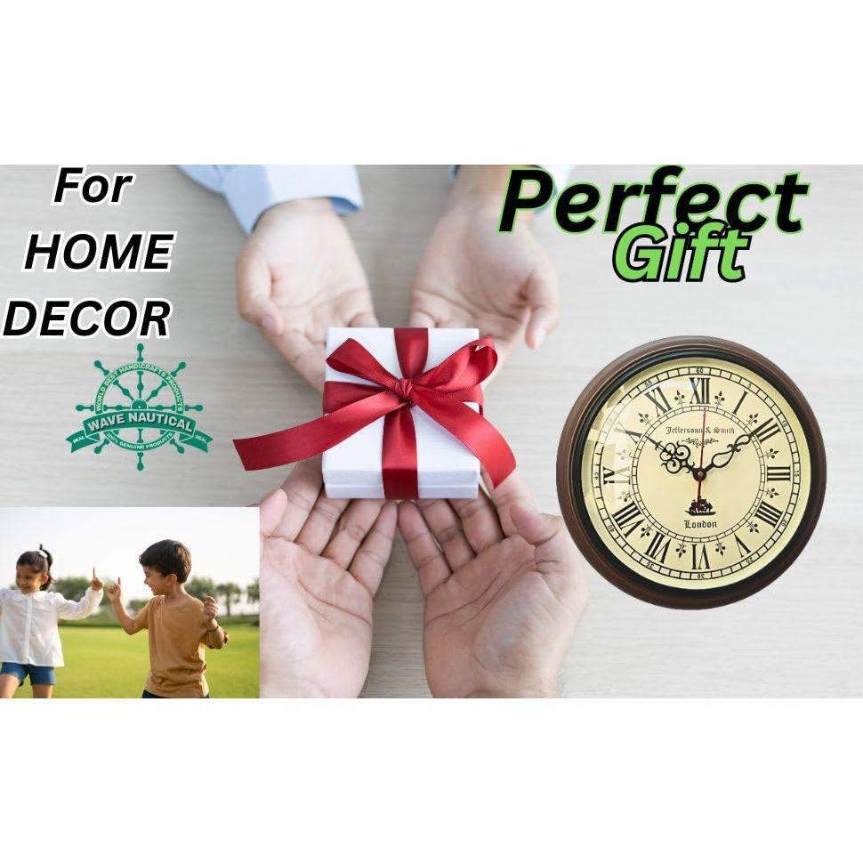 Wood & Glass Wall Clock, 12 inch, Silent Movement, Easy Time Reading, with Installation Tools