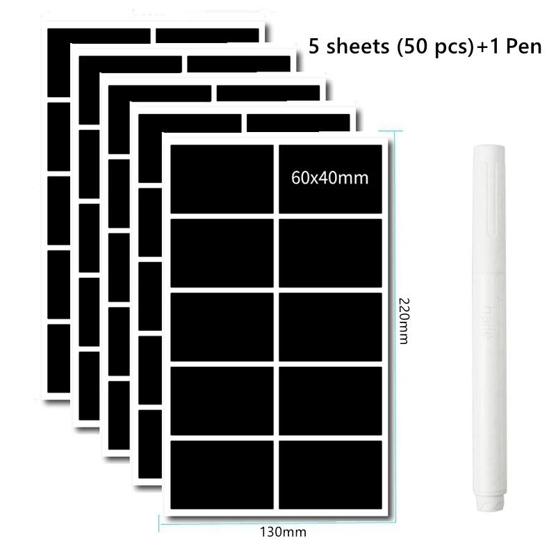 20-75pcs Waterproof Chalkboard Labels Spice Organizer Label for Household Kitchen Blackboard Stickers with White Erasable Pen