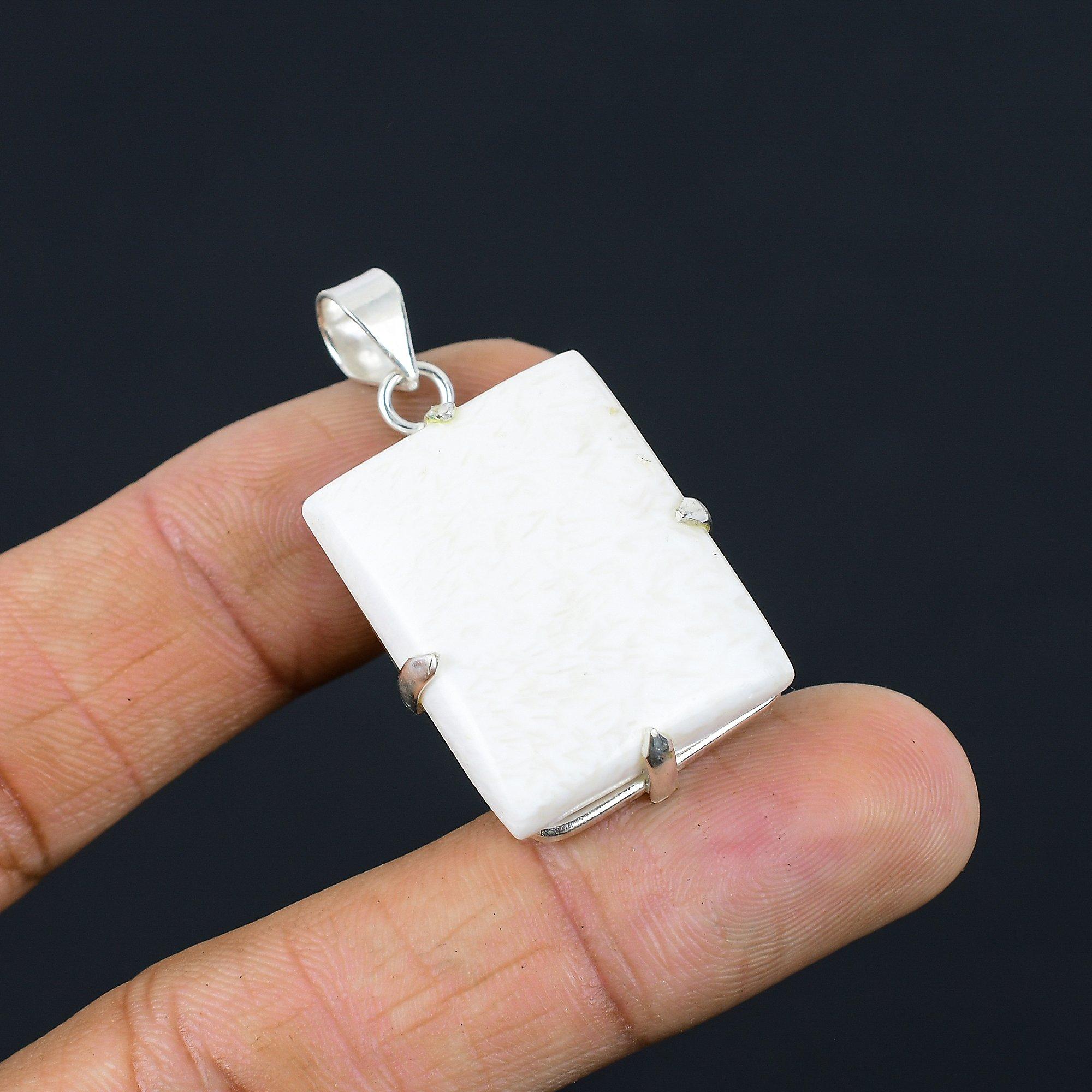 

Mothers day Deal Rectangle Scolecite Stone Daughter Pendant Jewelry 925 Silver