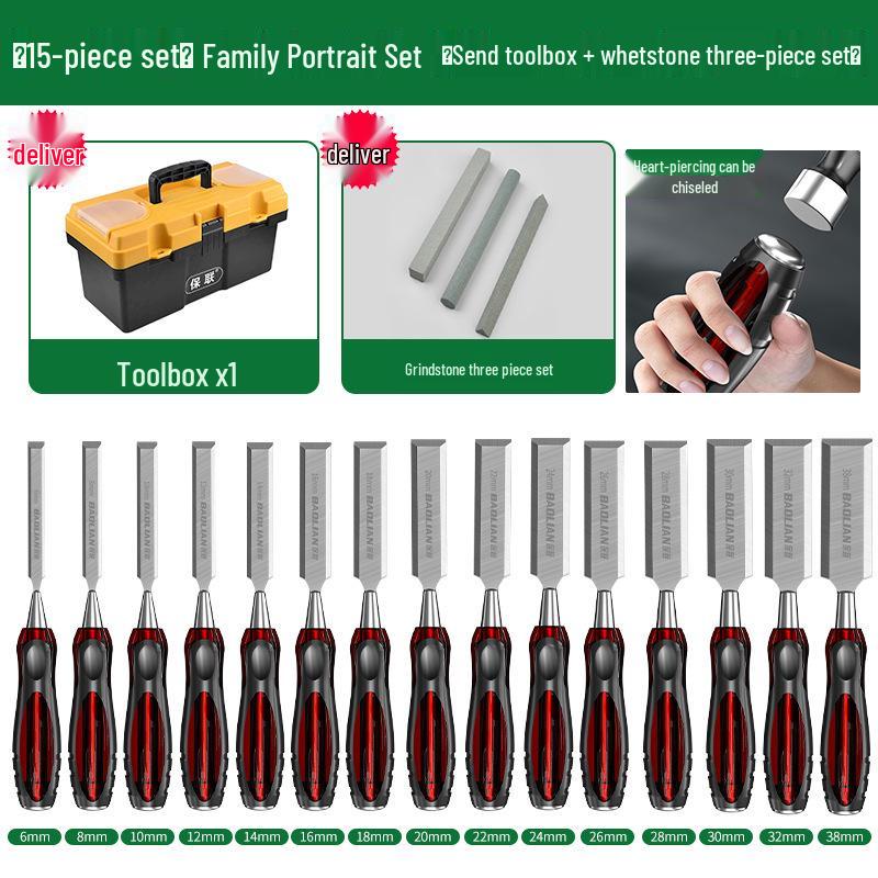 Baolian High Speed Steel Mortise and Flat Chisel Set for Woodworking