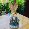 23cm Yard Party Home Easter Decor Woven Straw Bunny Rabbit Sculpture Statuette Easter Ornament